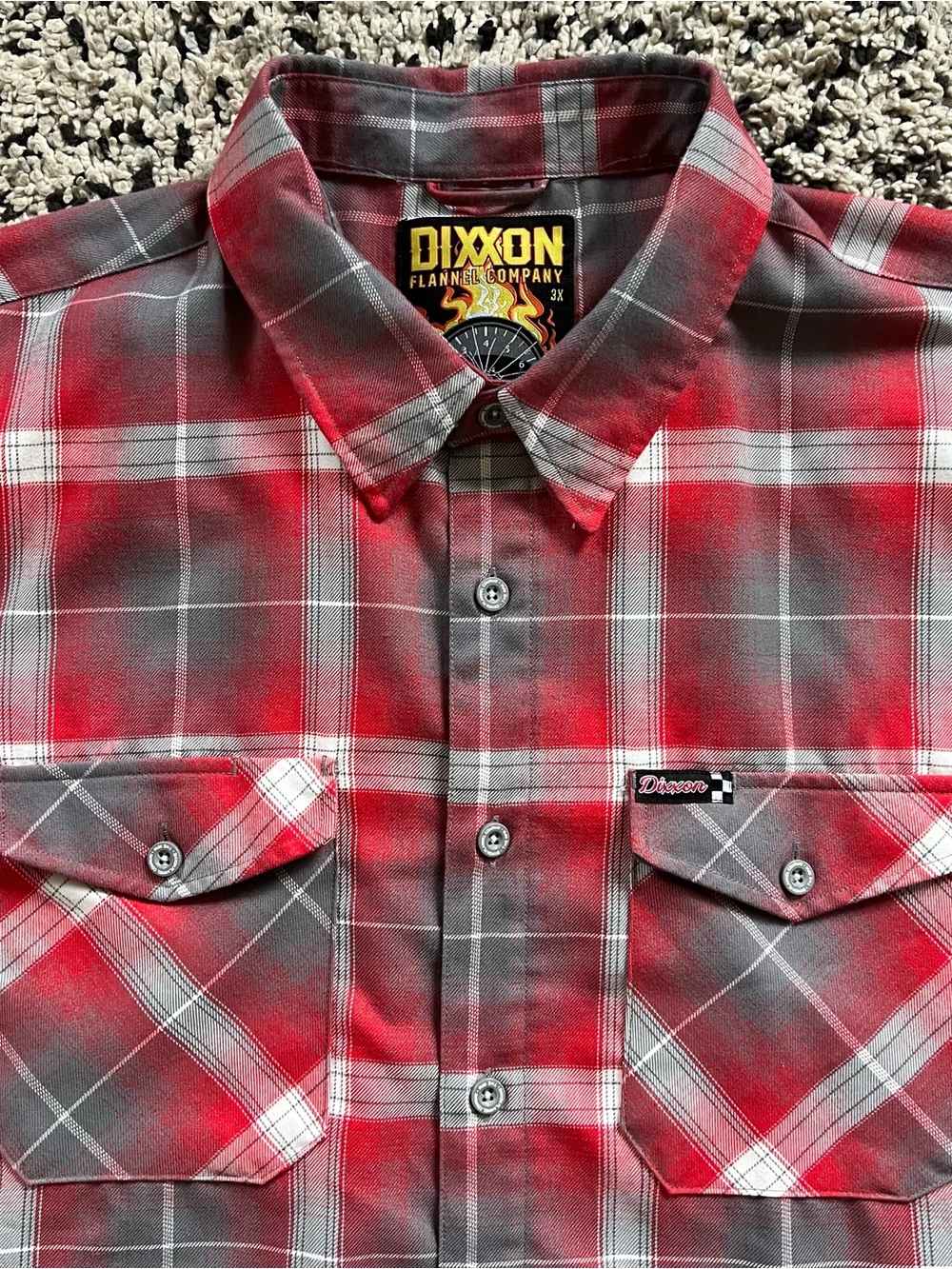 DIXXON Flannel Co The RPM Plaid Shirt Red Grey White Plaid D-TECH Men’s 3XL